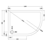 Modern Offset Quadrant Shower Tray  - Left or Right Hand - Choice of Size and Finish