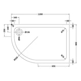 Bathroom Offset Quadrant Shower Tray, Choice of Size and Orientation