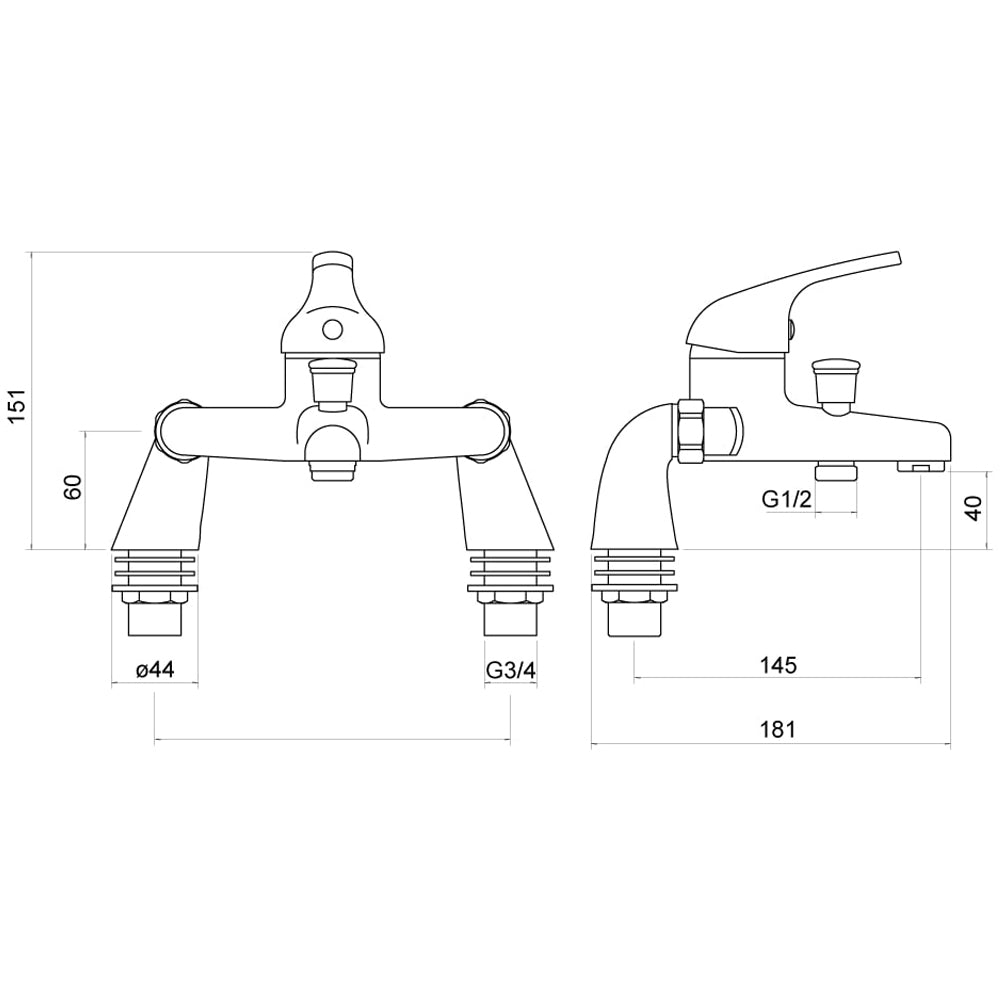 Standard Deck Mounted Single Lever Bath Filler Tap - Chrome