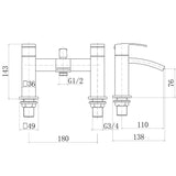 Contemporary Bathroom Curved Spout Deck Mounted Bath Shower Mixer Tap - Black