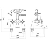 Traditional Crosshead Deck Mounted Bath Shower Mixer Tap and Kit - Chrome