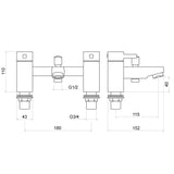 Contemporary Bathroom Soft Square Deck Mounted Bath Shower Mixer Tap with Kit - Chrome