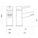Contemporary Minimalist Round Mono Basin Mixer Tap - Chrome