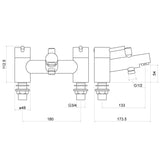 Contemporary Minimalist Round Deck Mounted Bath Shower Mixer Tap with Kit - Chrome