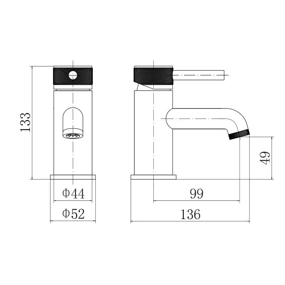 Round Mono Basin Mixer Tap with Industrial Style Detailing - Chrome