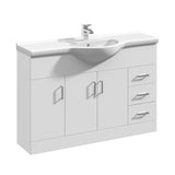Contemporary Floor Standing Vanity Unit with Round Ceramic Basin – Gloss White, Choice of Doors, Drawers & Sizes