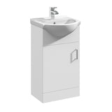 Contemporary Floor Standing Vanity Unit with Round Ceramic Basin – Gloss White, Choice of Doors, Drawers & Sizes