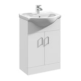 Contemporary Floor Standing Vanity Unit with Round Ceramic Basin – Gloss White, Choice of Doors, Drawers & Sizes