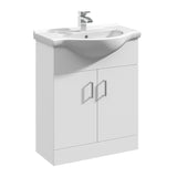 Contemporary Floor Standing Vanity Unit with Round Ceramic Basin – Gloss White, Choice of Doors, Drawers & Sizes