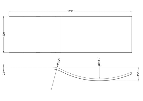 1700mm Acrylic B Bath Front Panel