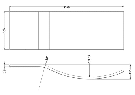 1500mm Acrylic B Bath Front Panel