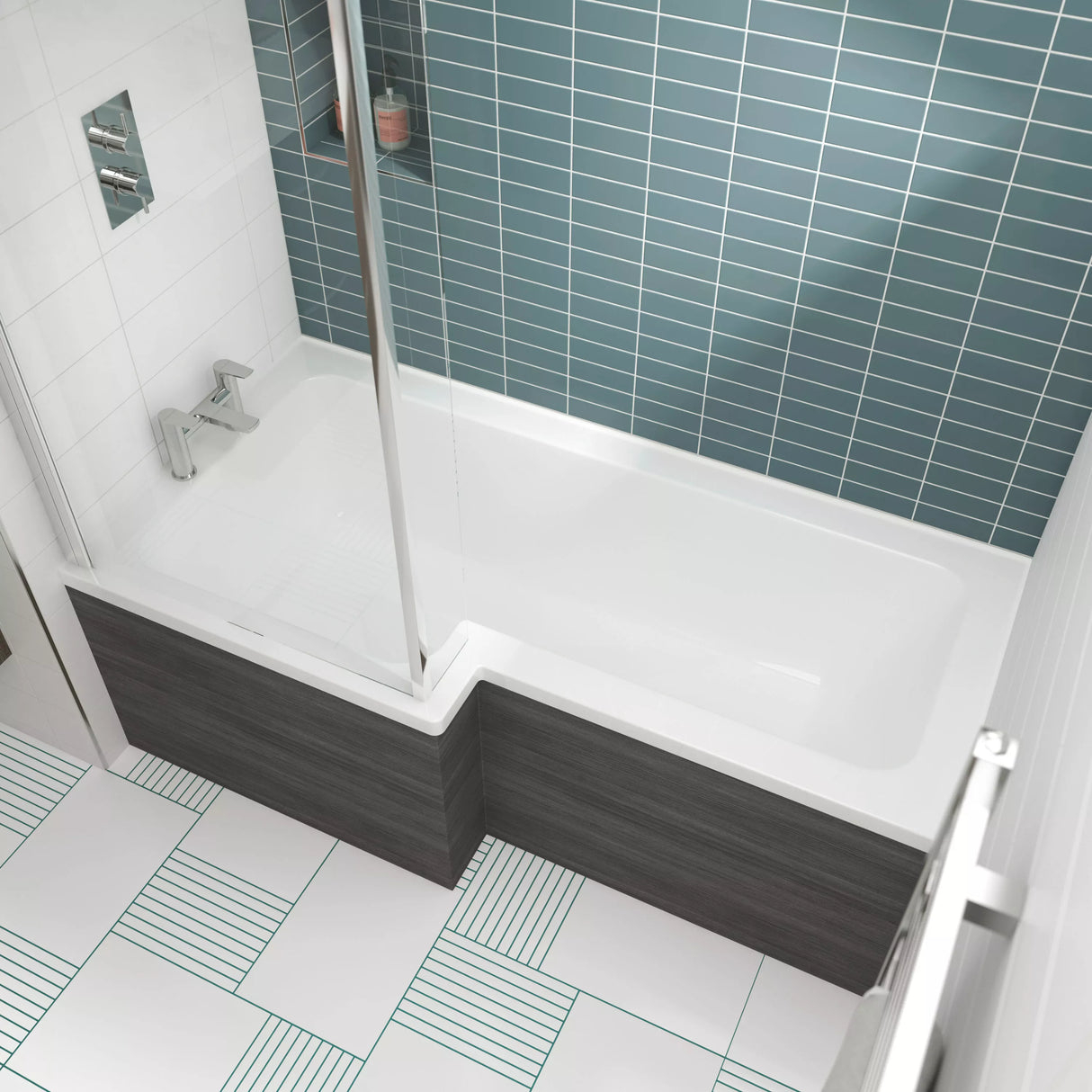 Modern Square Shower Bath - Choose Size and Left or Right Orientation