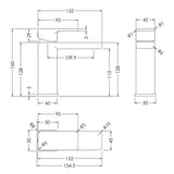 Square Mono Basin Mixer Tap with Push Button Waste – Choice of Finish