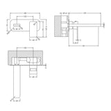 Contemporary Square Wall Mounted 2 Tap Hole Basin Mixer Tap - Choice of Finish