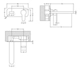 Contemporary Square Wall Mounted 2 Tap Hole Basin Mixer Tap - Choice of Finish